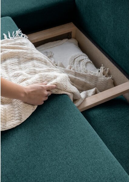 Turkusowa rozkładana sofa w kształcie litery "U" Miuform Scandic Lagom, lewostronna