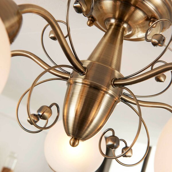Lampa sufitowa Corentin Lindby, możliwość ściemniania, brązowy / mosiężny, salon / jadalnia, szkło, antyczny