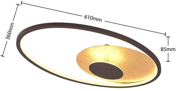 Lampa sufitowa LED Feival Lindby, możliwość ściemniania, brązowy / rdzawy, salon / jadalnia, metal, nowoczesny