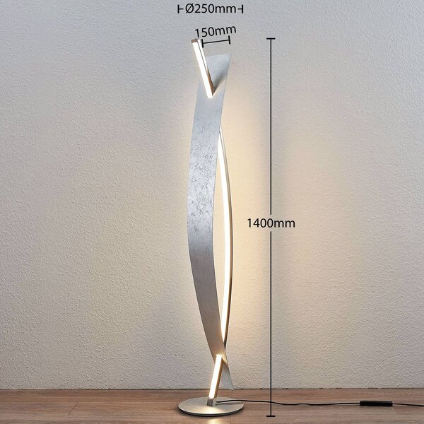 Lampa stojąca LED Marija Lucande, możliwość ściemniania, chromowy / srebrny, salon / jadalnia, metal, nowoczesny