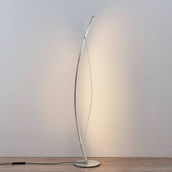 Lampa stojąca LED Marija Lucande, możliwość ściemniania, chromowy / srebrny, salon / jadalnia, metal, nowoczesny