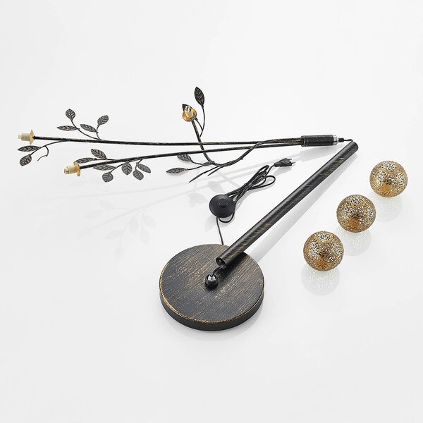 Lampa stojąca Evory Lucande, czarny, salon / jadalnia, metal, florentyński