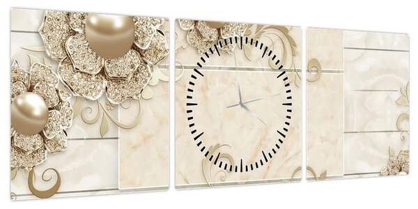 Obraz - Motyw dekoracyjny (z zegarem) (90x30 cm)