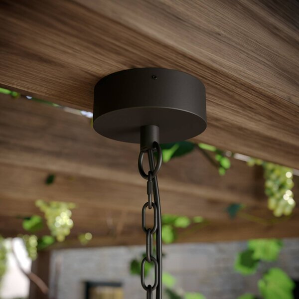 Lucande lampa wisząca zewnętrzna Ferda, 25 cm, antracyt, IP44 Ferda Lucande, możliwość ściemniania, czarny, aluminium, nowoczesny