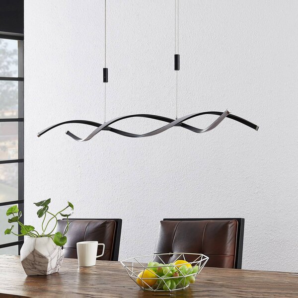 Lampa wisząca Welina Lindby, możliwość ściemniania, czarny, salon / jadalnia, metal, nowoczesny