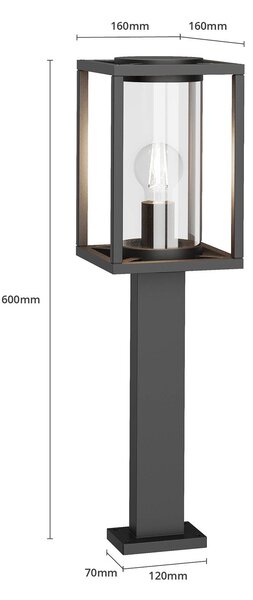 Słupek oświetleniowy Ferda Lucande, możliwość ściemniania, czarny, aluminium, nowoczesny
