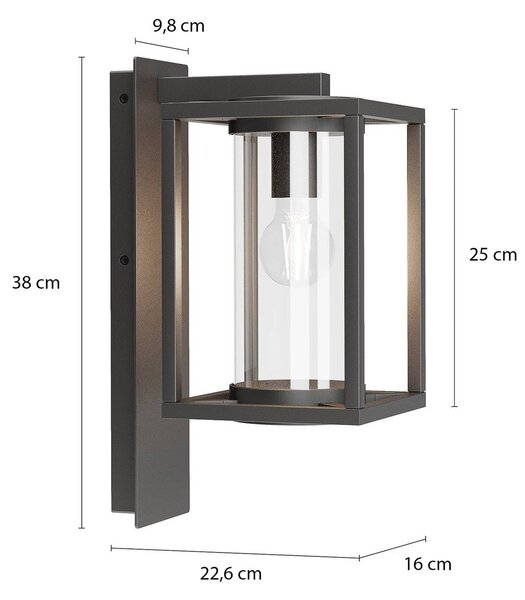 Kinkiet zewnętrzny Ferda Lucande, możliwość ściemniania, czarny, aluminium, nowoczesny