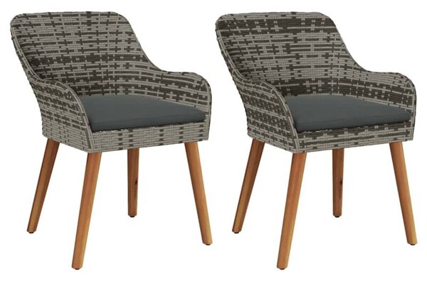 Krzesło ogrodowe 2 szt. szary 62,5 x 55 x 82 cm polirattan