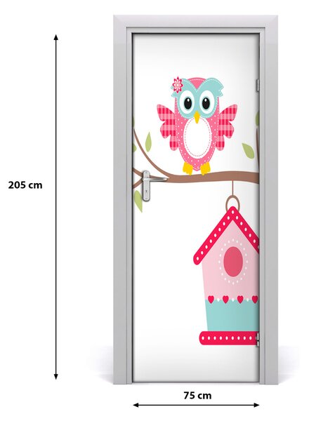 Naklejka samoprzylepna na drzwi Sowa na gałęzi