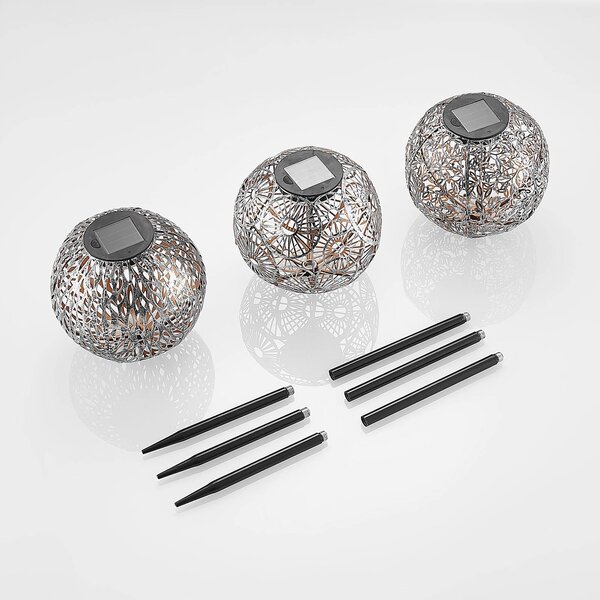 Lampa solarna ozdobna Vilani Lindby, aluminiowy / szary / cynkowy, metal, orientalny / marokański