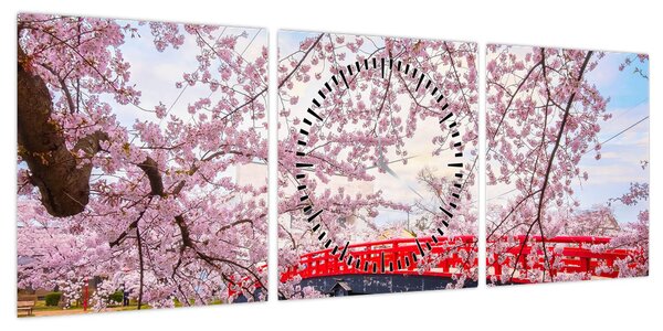 Obraz - Hirosaki, Japonia (z zegarem) (90x30 cm)