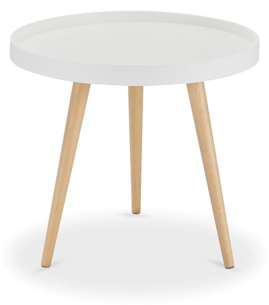 Biały stolik z nogami z drewna bukowego Furnhouse Opus, Ø 50 cm