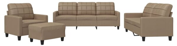 Sofa 4-osobowa z poduszkami, cappuccino, sztuczna skÃ³ra