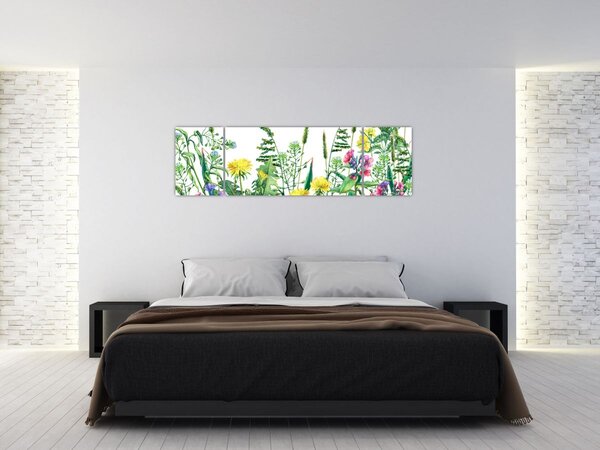 Obraz - Malowane kwiaty łąkowe (170x50 cm)