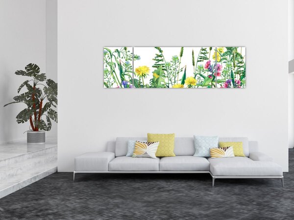 Obraz - Malowane kwiaty łąkowe (170x50 cm)
