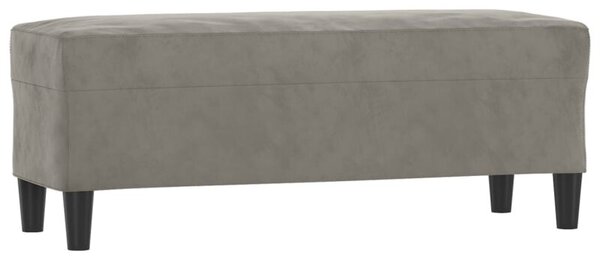 Ławka, jasnoszara, 100x35x41 cm, tapicerowana aksamitem
