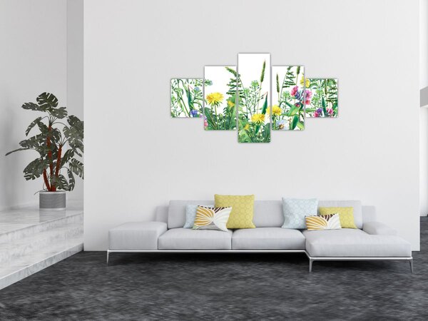 Obraz - Malowane kwiaty łąkowe (125x70 cm)