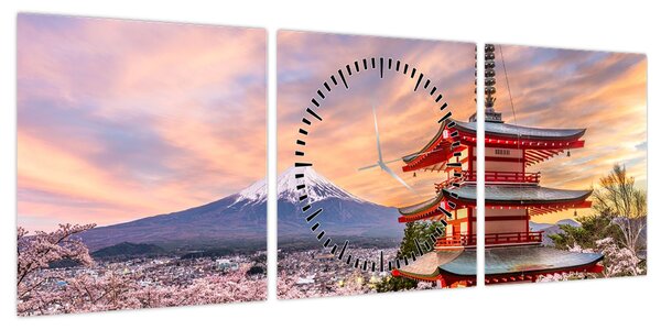 Obraz - Fuji (z zegarem) (90x30 cm)