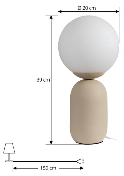 Lampa stołowa Lennes Lindby, biały / opal, salon / jadalnia, szkło, nowoczesny