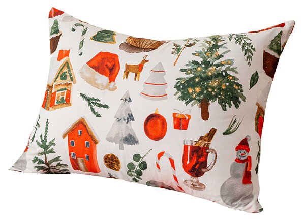 Poszewka na poduszkę z mikrofibry FESTIVE MAGIC 50x70 cm, biała