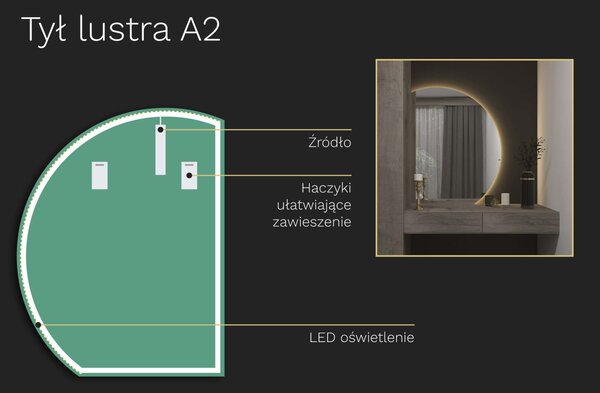 Nietypowe LED lustro do łazienki z oświetleniem A2
