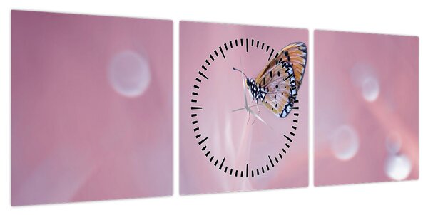 Obraz - Motyl (z zegarem) (90x30 cm)
