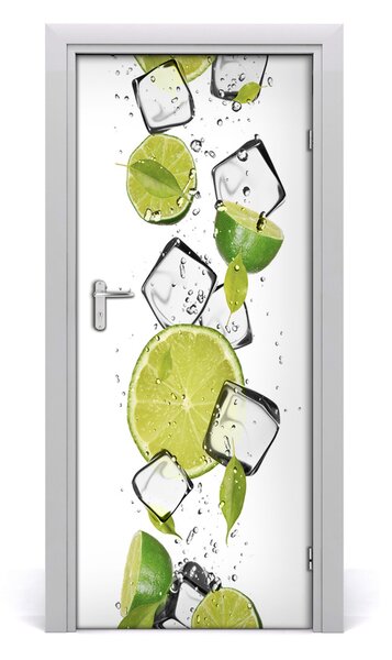 Naklejka na drzwi samoprzylepna Limonka i lód