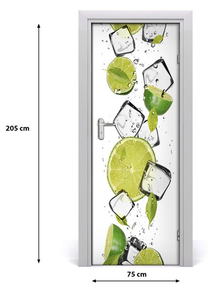Naklejka na drzwi samoprzylepna Limonka i lód