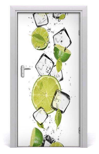 Naklejka na drzwi samoprzylepna Limonka i lód