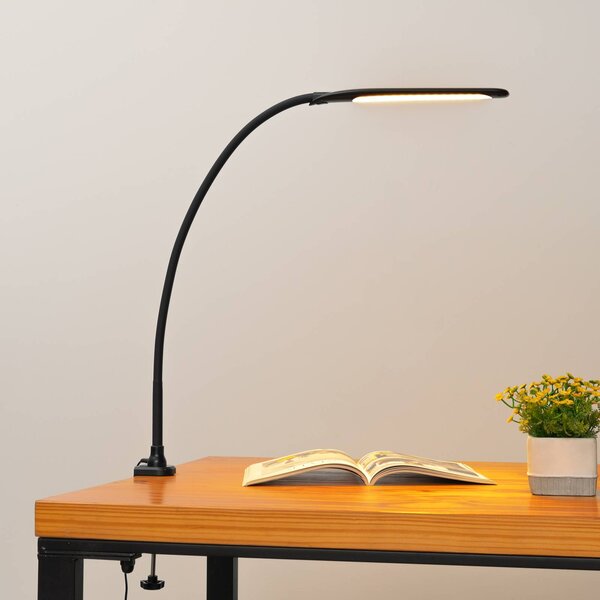 Lampka z klipsem Nilay Lindby, możliwość ściemniania, czarny, biuro, metal, nowoczesny