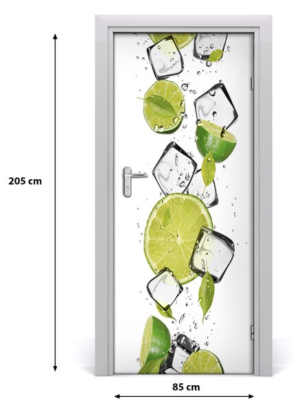 Naklejka na drzwi samoprzylepna Limonka i lód
