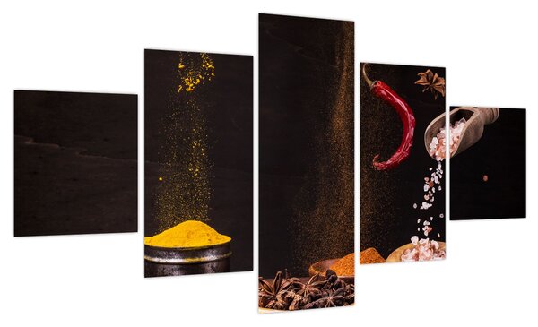 Obraz - Przyprawy w ruchu (125x70 cm)