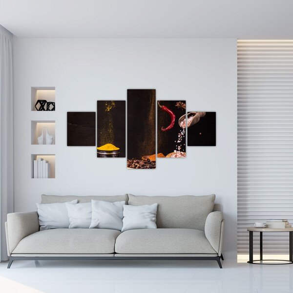 Obraz - Przyprawy w ruchu (125x70 cm)