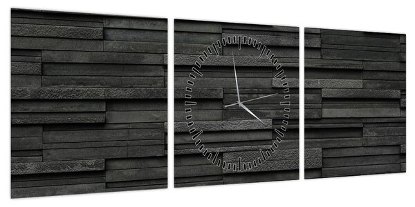 Obraz - Tekstura kamienia (z zegarem) (90x30 cm)