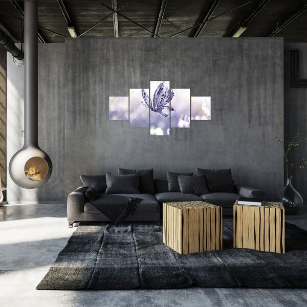 Obraz - Motyl i lawenda (125x70 cm)