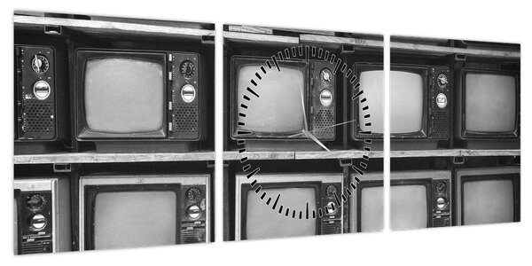 Obraz - Retro TV (z zegarem) (90x30 cm)