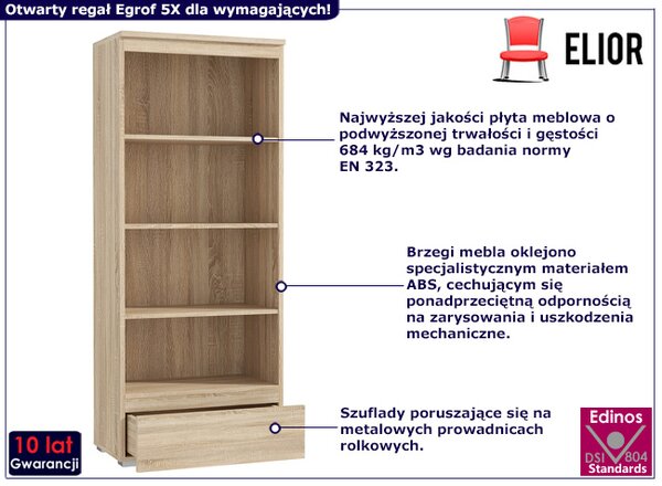 Klasyczny regał z szufladą dąb sonoma K3-G50