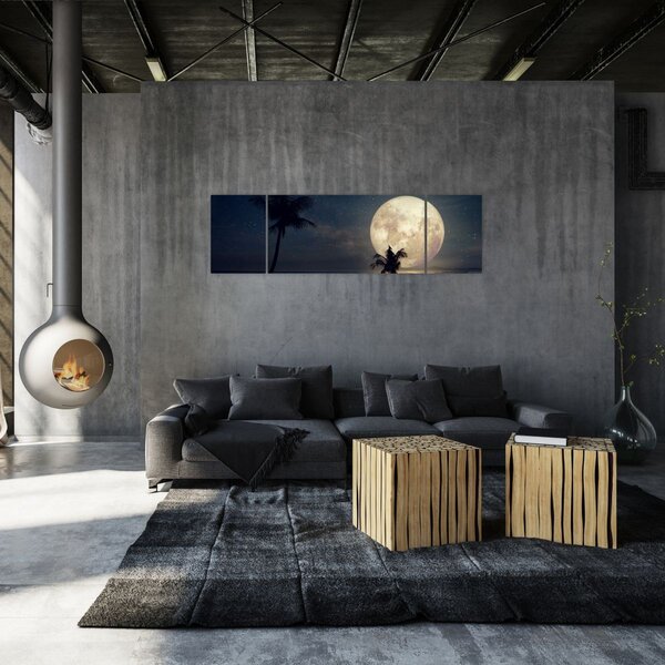 Obraz - Plaża przy pełni księżyca (170x50 cm)