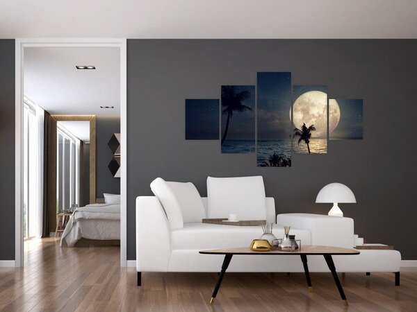 Obraz - Plaża przy pełni księżyca (125x70 cm)