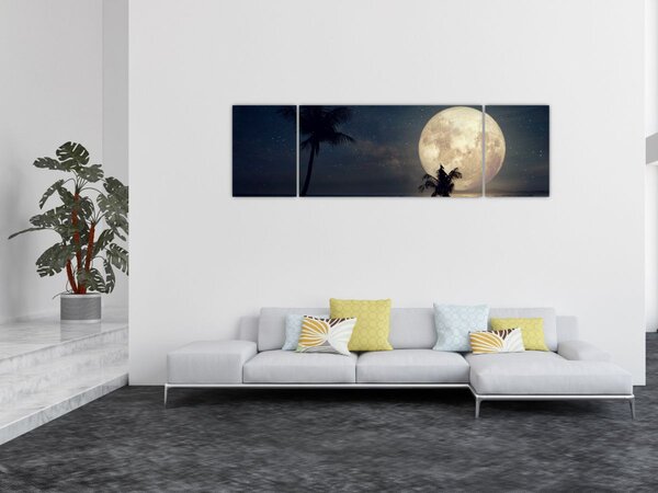 Obraz - Plaża przy pełni księżyca (170x50 cm)