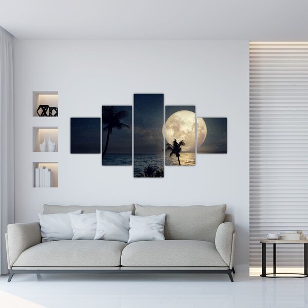 Obraz - Plaża przy pełni księżyca (125x70 cm)