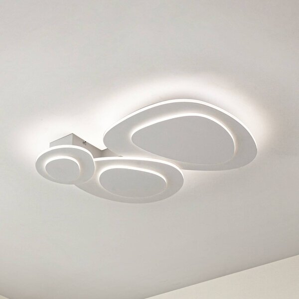 Lampa sufitowa LED Delar Lindby, możliwość ściemniania, biały / opal, salon / jadalnia, tworzywo sztuczne, nowoczesny