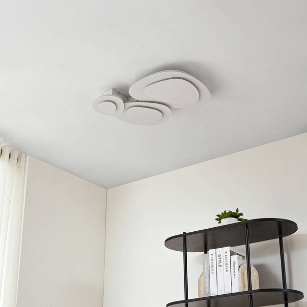 Lampa sufitowa LED Delar Lindby, możliwość ściemniania, biały / opal, salon / jadalnia, tworzywo sztuczne, nowoczesny