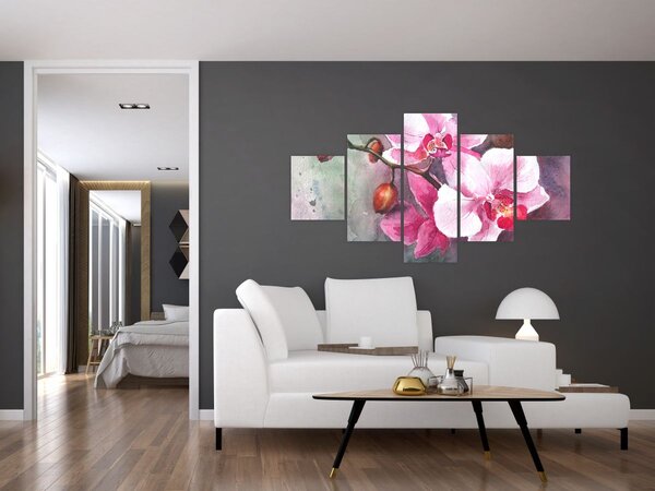 Obraz - Orchidee, akwarela (125x70 cm)