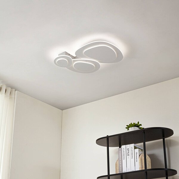 Lampa sufitowa LED Delar Lindby, możliwość ściemniania, biały / opal, salon / jadalnia, tworzywo sztuczne, nowoczesny