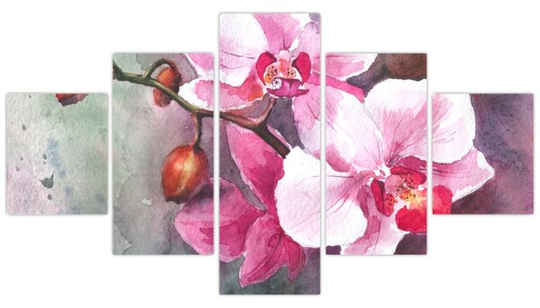 Obraz - Orchidee, akwarela (125x70 cm)