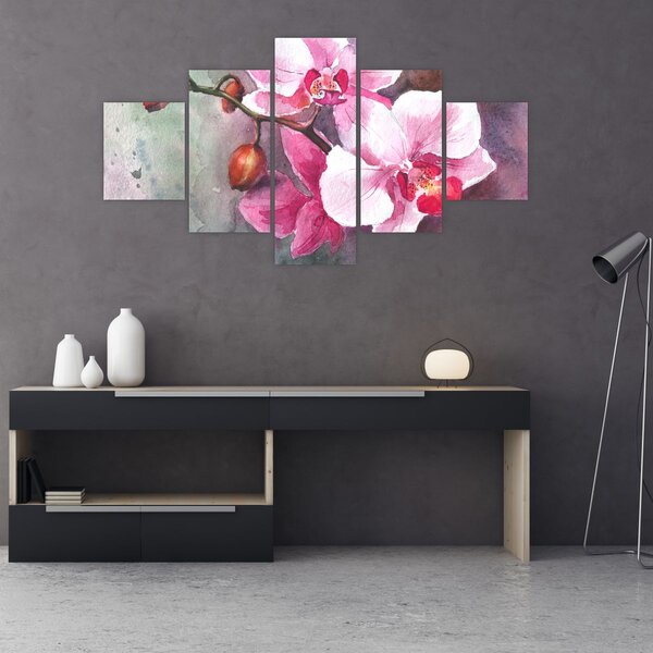 Obraz - Orchidee, akwarela (125x70 cm)
