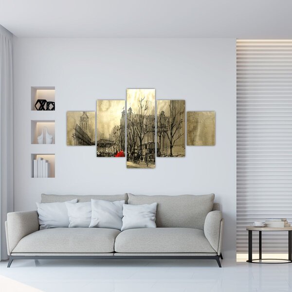 Obraz - Szkic miasta (125x70 cm)