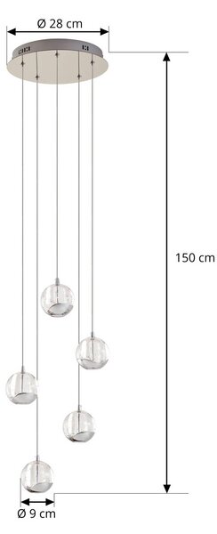 Lampa wisząca szklana Hayley Lucande, przezroczysty / transparentny, salon / jadalnia, szkło, nowoczesny