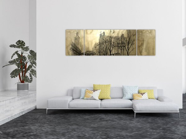 Obraz - Szkic miasta (170x50 cm)